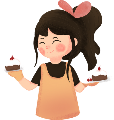 Cute Girl Cake Baking Illustration